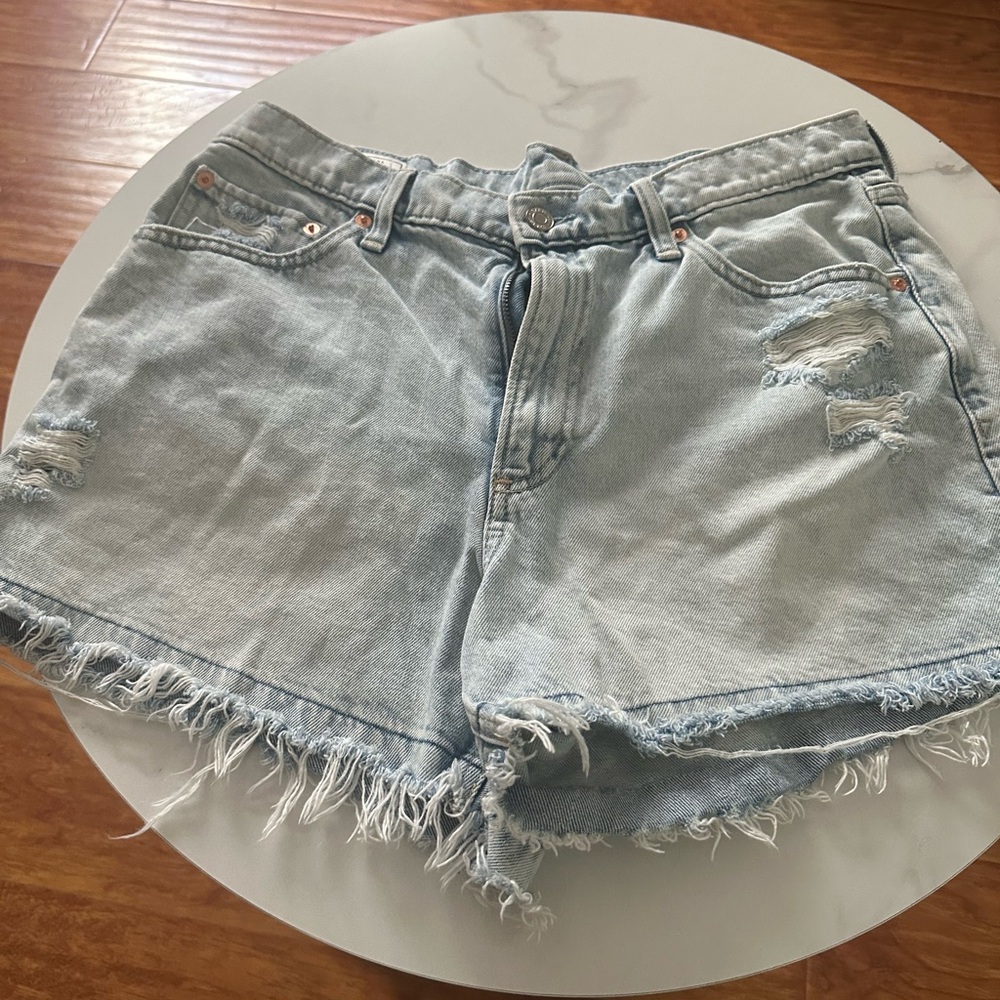 GAP Light Blue Frayed Denim Shorts